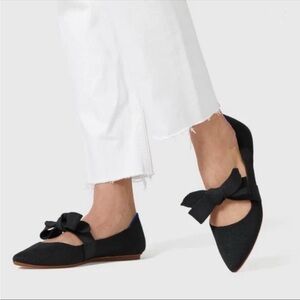 Rothy's Mary Jane The Point Print Tie Bow Black Size 9